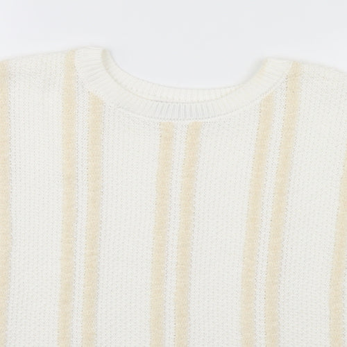 Marks and Spencer Womens White Striped  Pullover Jumper Size 12