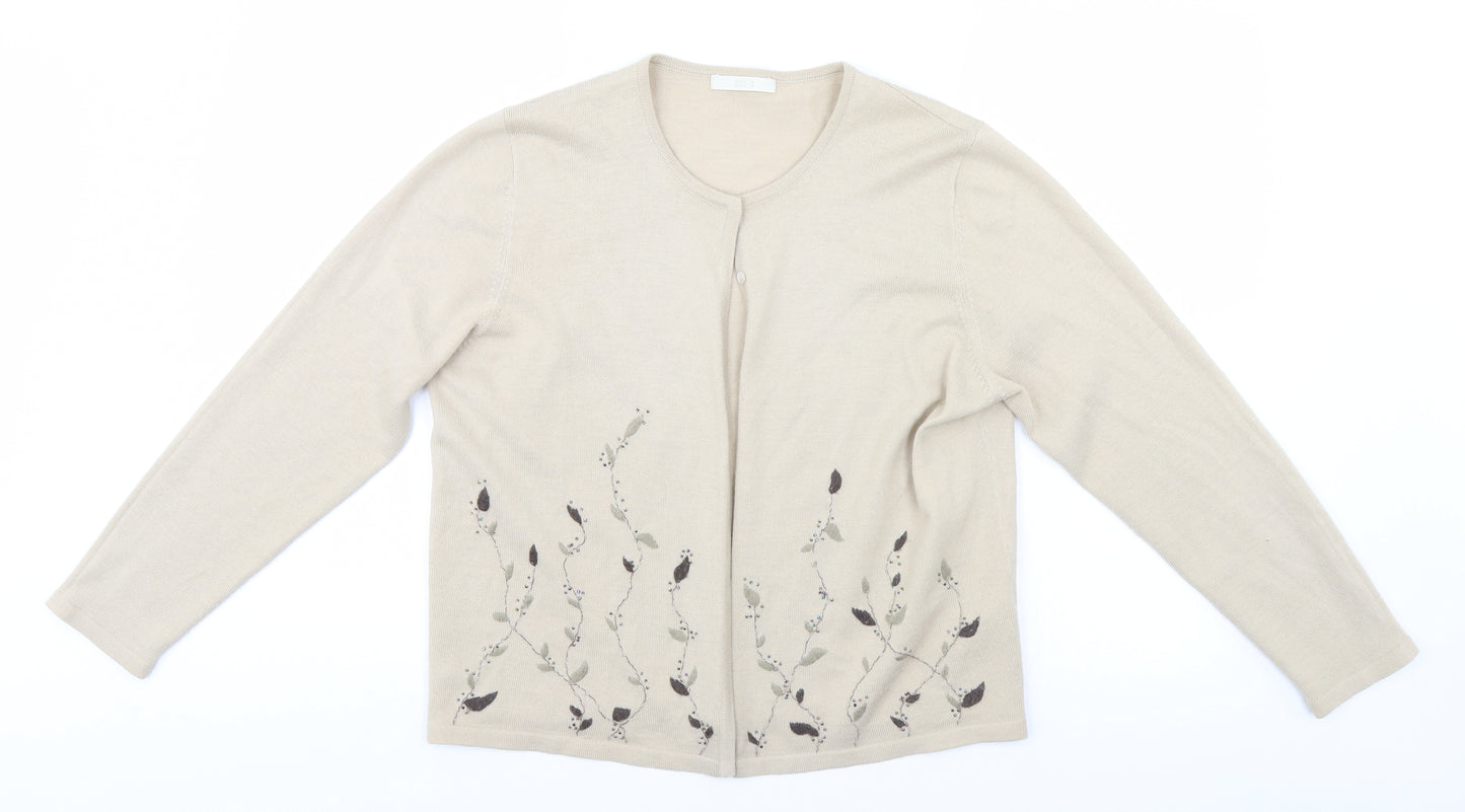 Marks and Spencer Womens Beige Floral  Cardigan Jumper Size 18