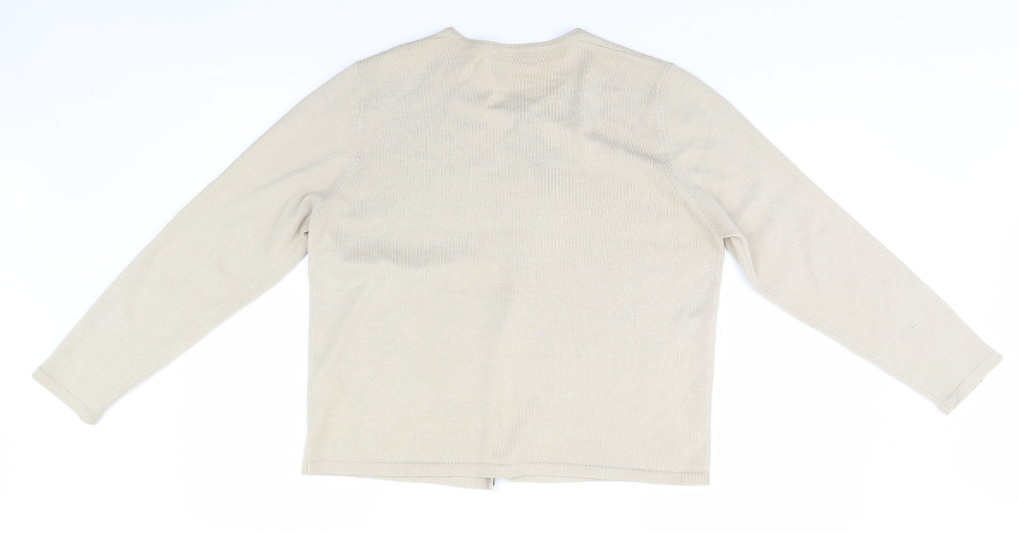 Marks and Spencer Womens Beige Floral  Cardigan Jumper Size 18