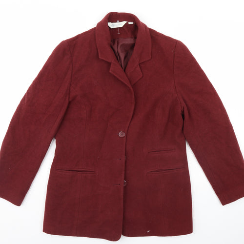 Sensations Womens Red   Overcoat Coat Size 14