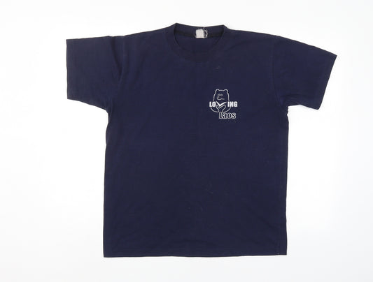Front view of Preworn men’s blue t-shirt