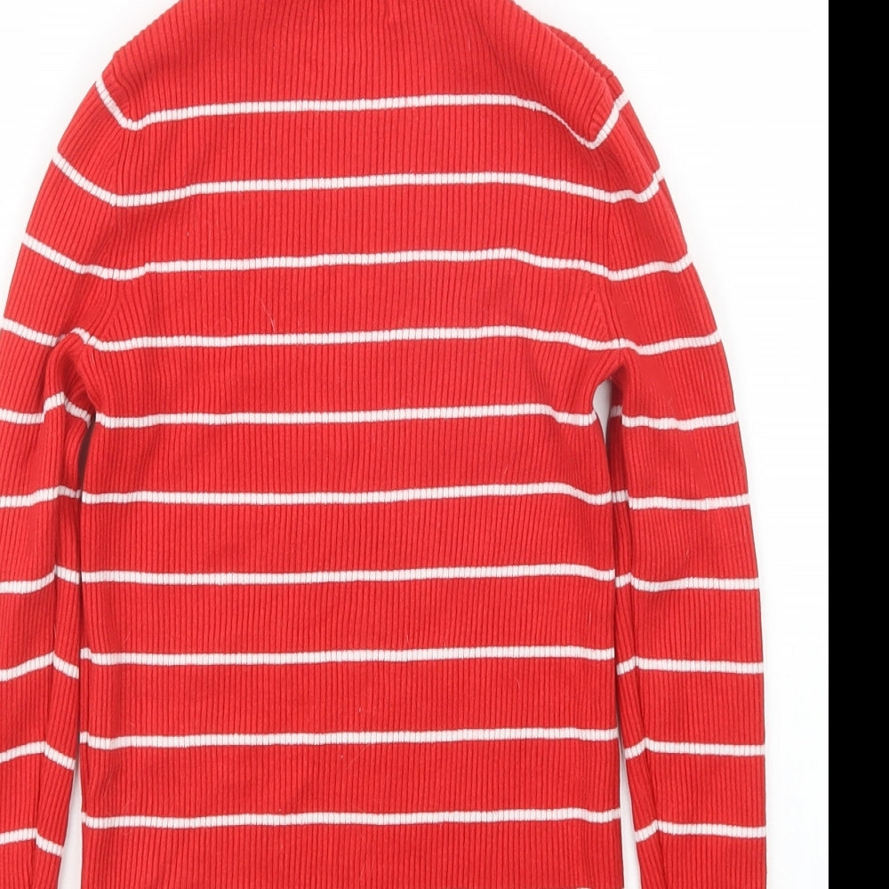 Marks and Spencer Womens Red Striped  Pullover Jumper Size 10