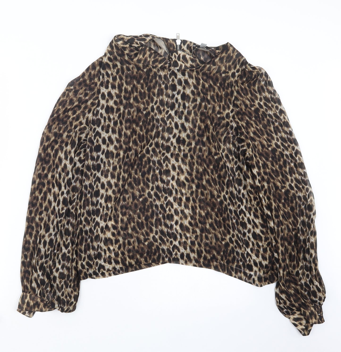 Alice & You Womens Brown Animal Print  Basic Blouse Size 12