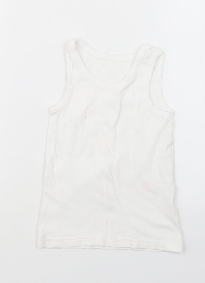 F&F Girls White   Basic Tank Size 4-5 Years