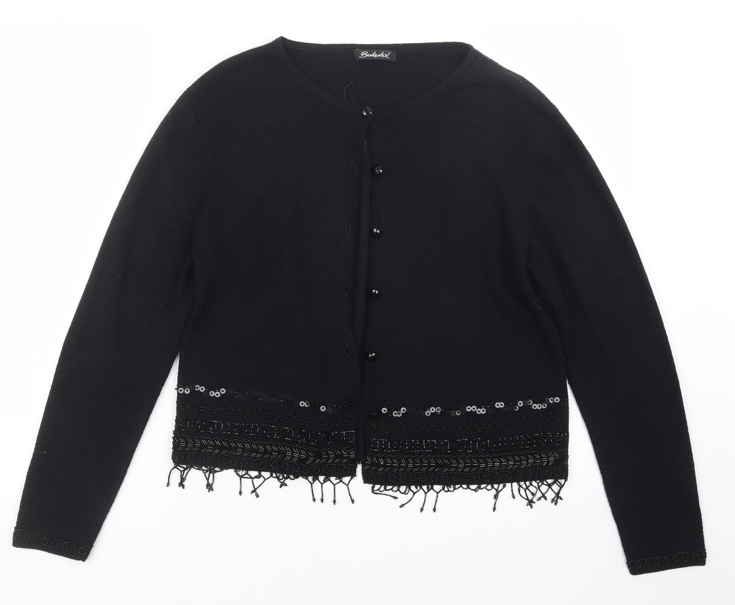 Berkertex Womens Black  Knit Cardigan Jumper Size 10