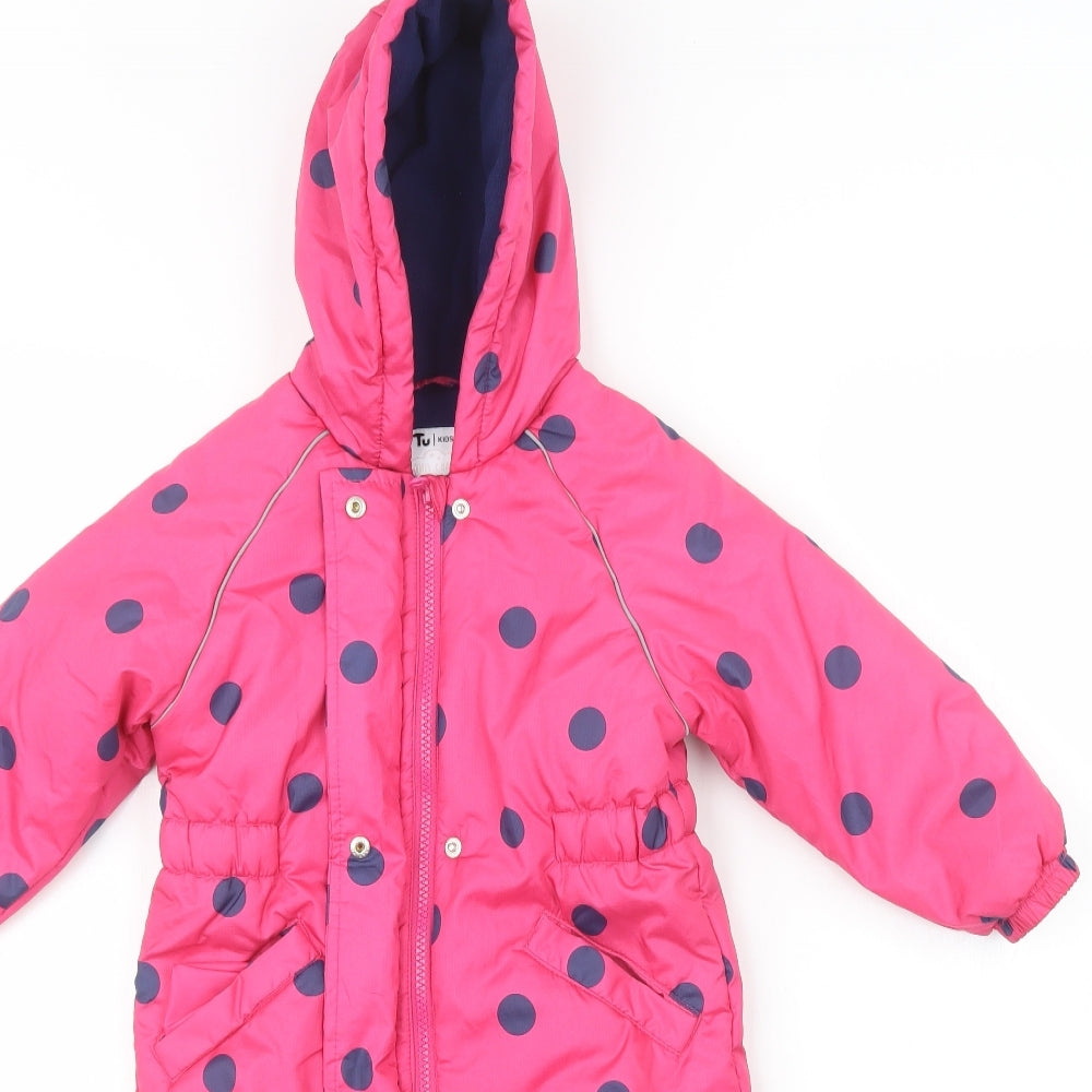 TU Girls Pink Polka Dot  Jacket  Size 2-3 Years  - One Piece