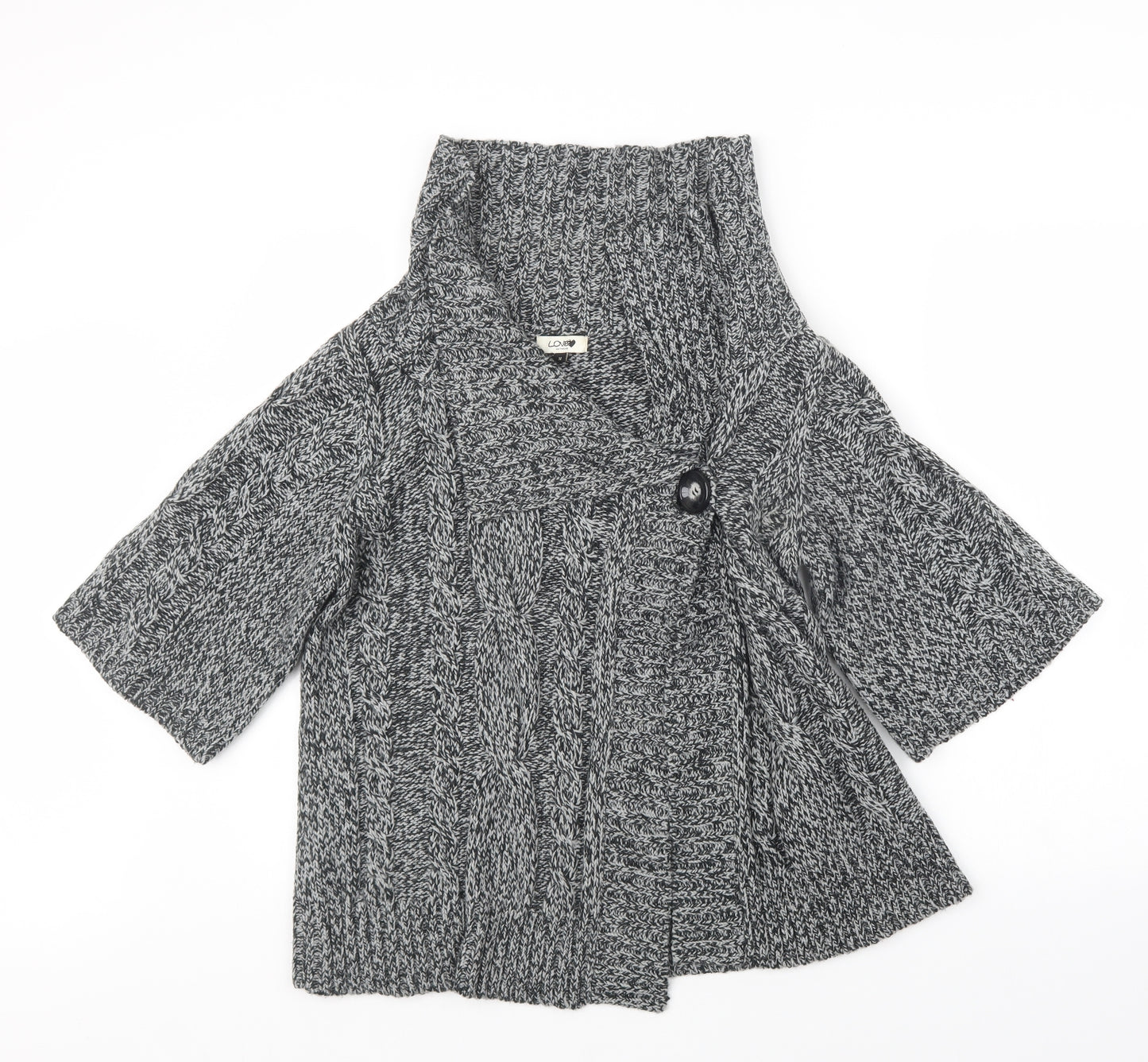 Love Knitwear Womens Grey  Knit Cardigan Jumper Size M