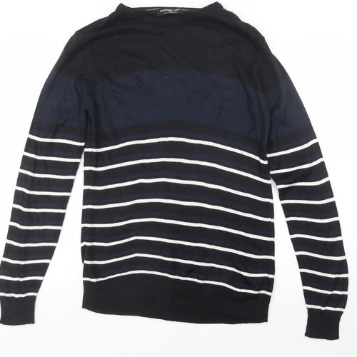 Cedar Wood State Mens Blue Striped Knit Pullover Jumper Size S