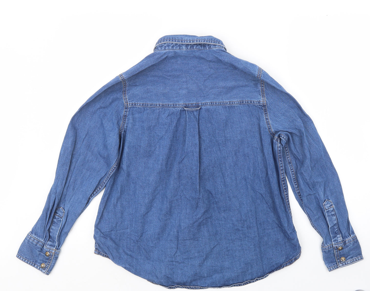 Marks and Spencer Womens Blue  Denim Basic Button-Up Size 12