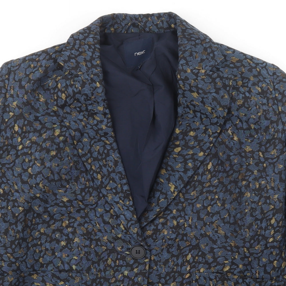 NEXT Womens Blue Geometric  Jacket Blazer Size 12