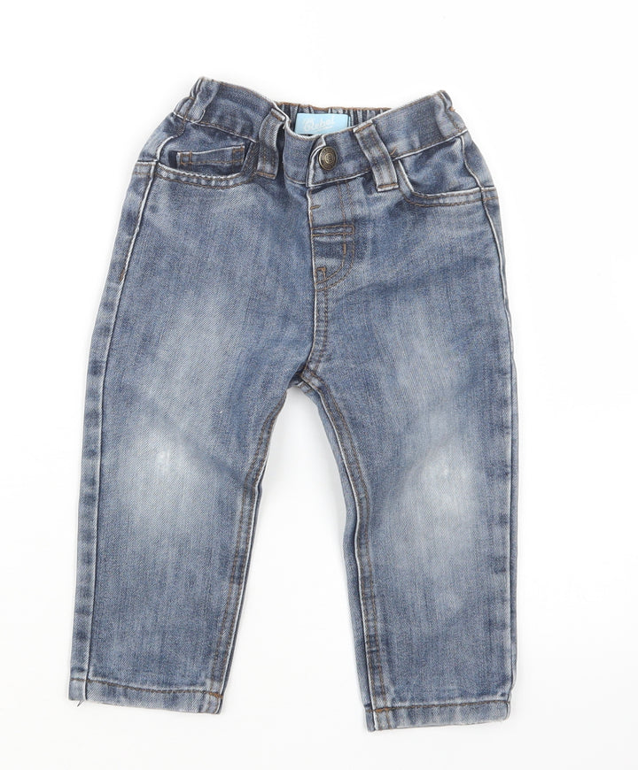 Rebel Boys Blue Denim Cargo Jeans Size 18-24 Months