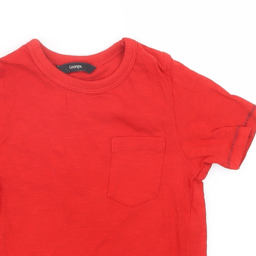 George Boys Red   Basic T-Shirt Size 3-4 Years