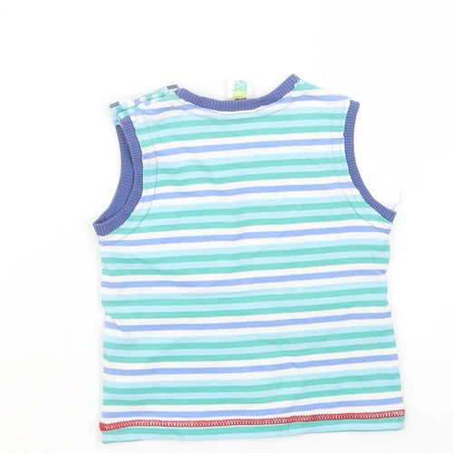Miobic Boys Blue Striped  Basic T-Shirt Size 0-3 Months