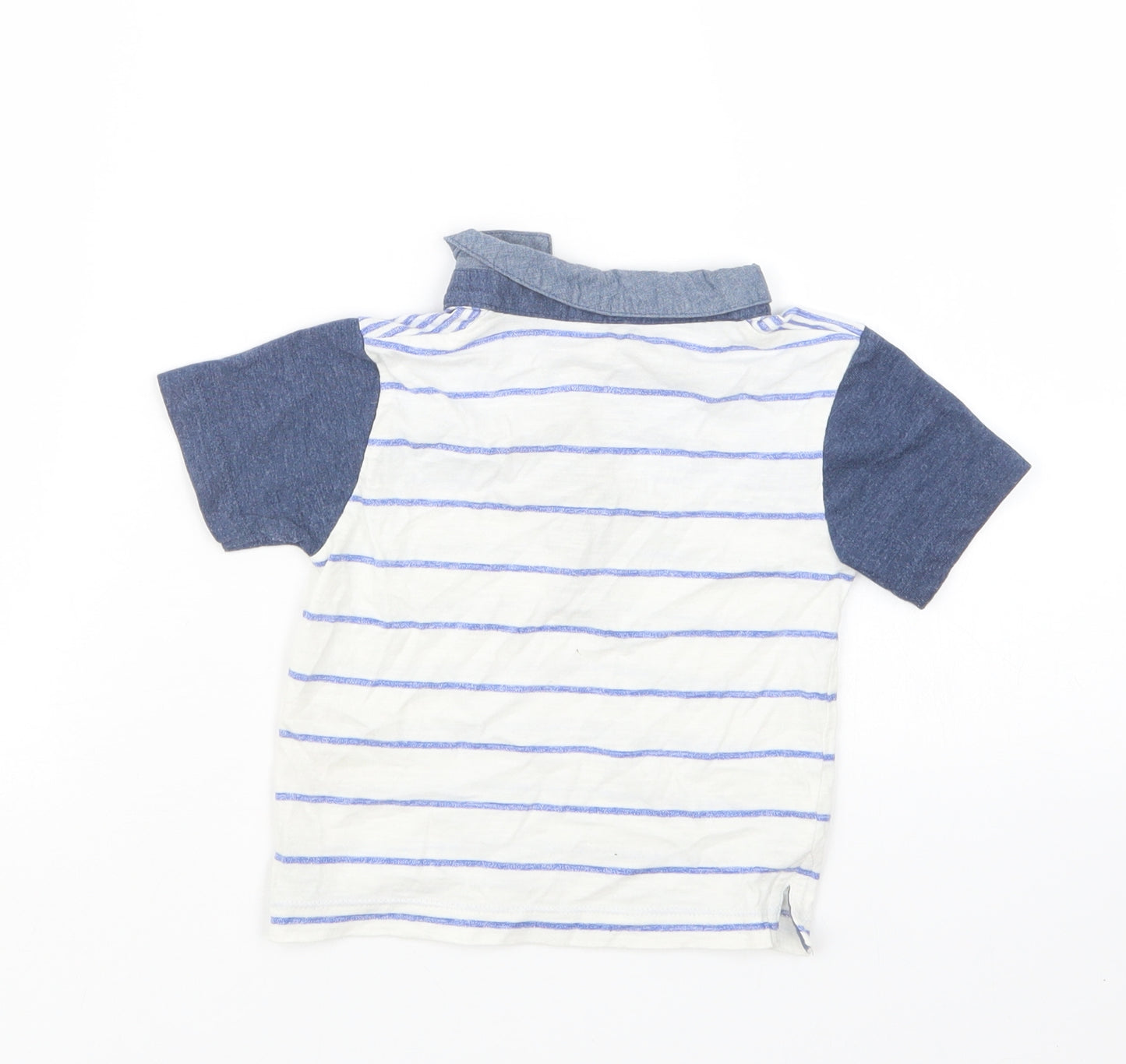 Matalan Boys Blue Striped  Basic Polo Size 12-18 Months