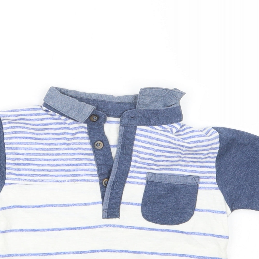 Matalan Boys Blue Striped  Basic Polo Size 12-18 Months