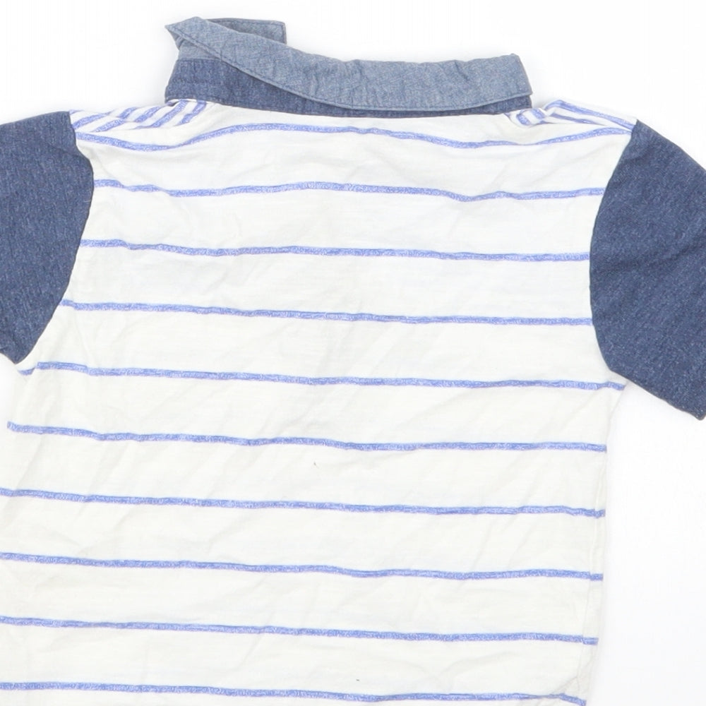Matalan Boys Blue Striped  Basic Polo Size 12-18 Months