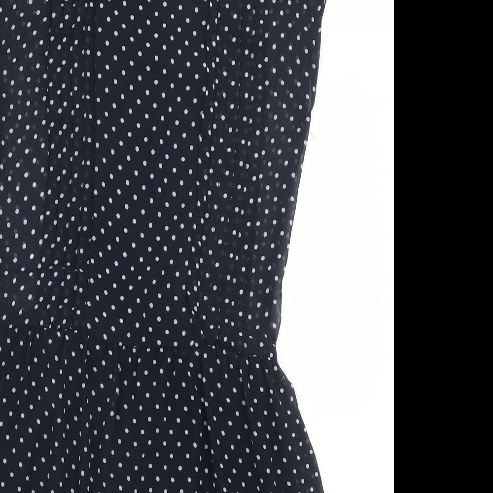 Zara Womens Blue Polka Dot  Shirt Dress  Size XS