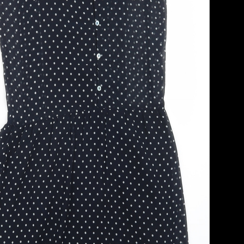 Zara Womens Blue Polka Dot  Shirt Dress  Size XS