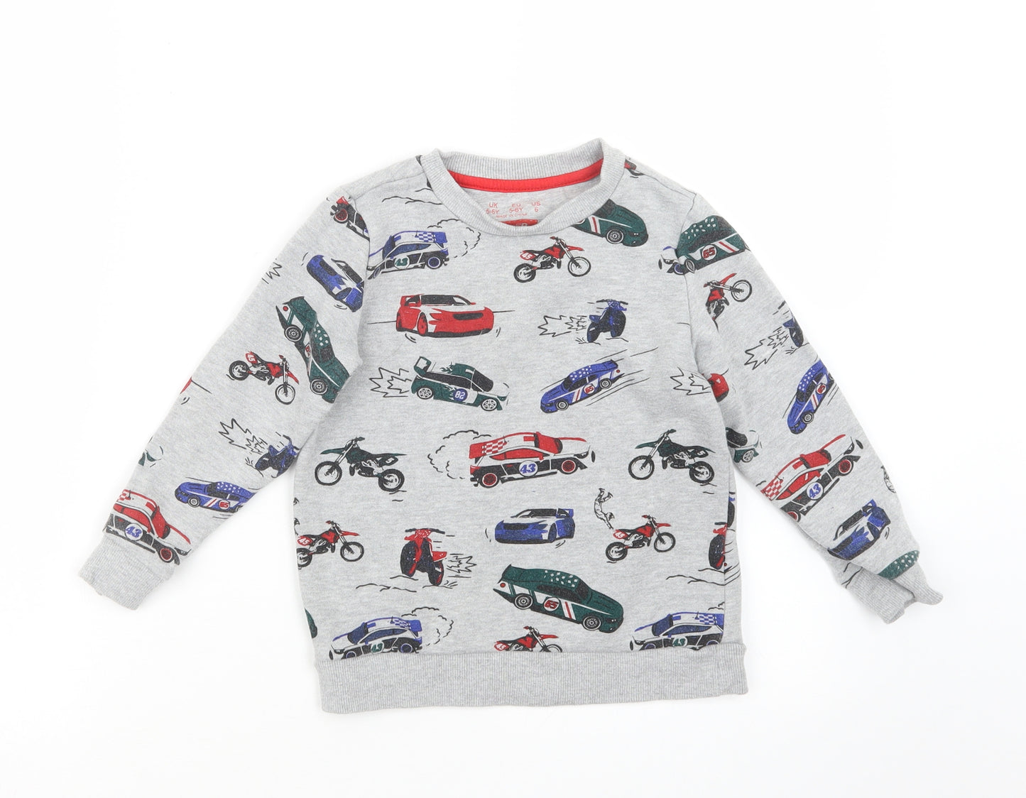 F&F Boys Grey Geometric  Pullover Jumper Size 5-6 Years