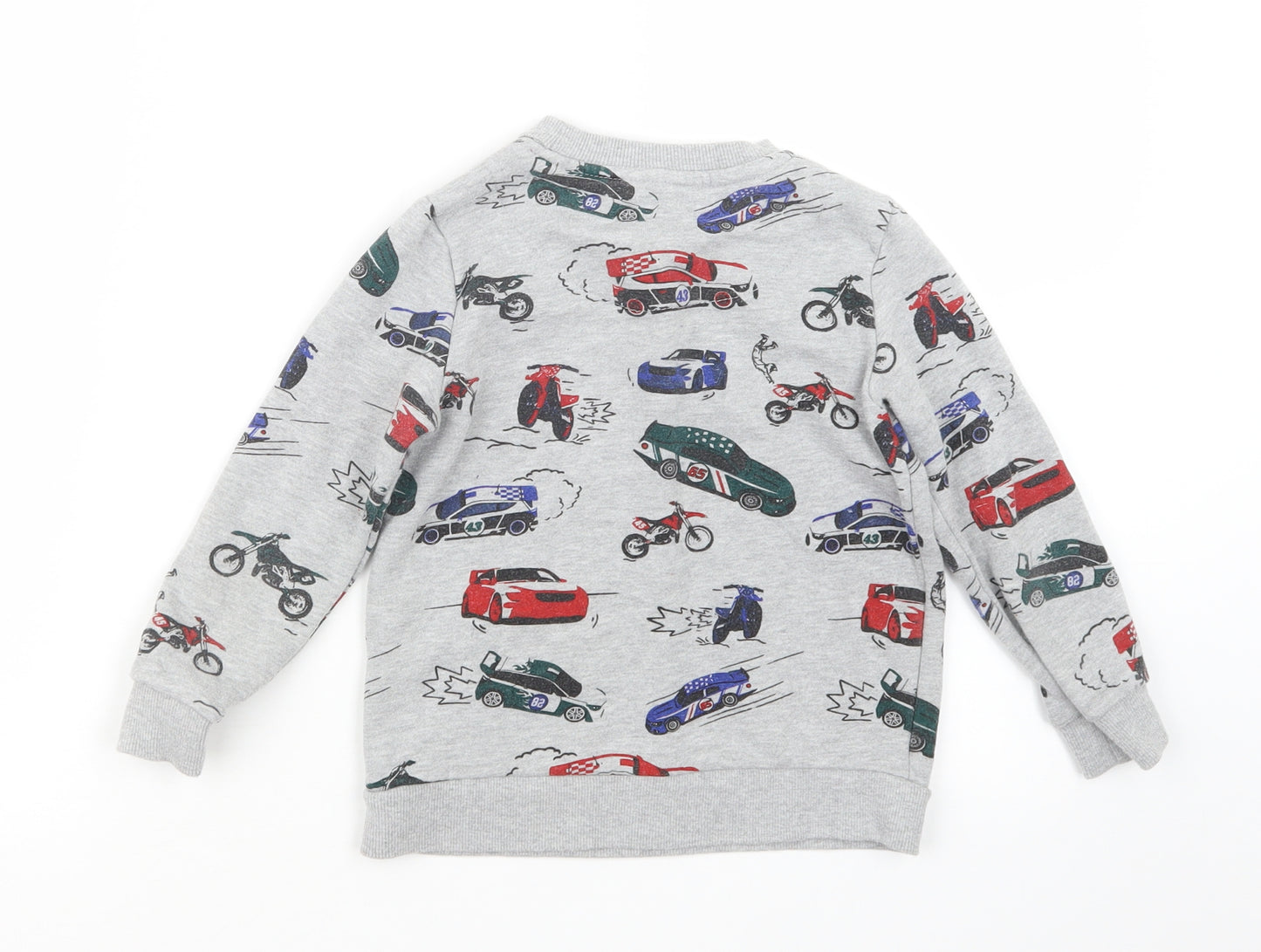 F&F Boys Grey Geometric  Pullover Jumper Size 5-6 Years