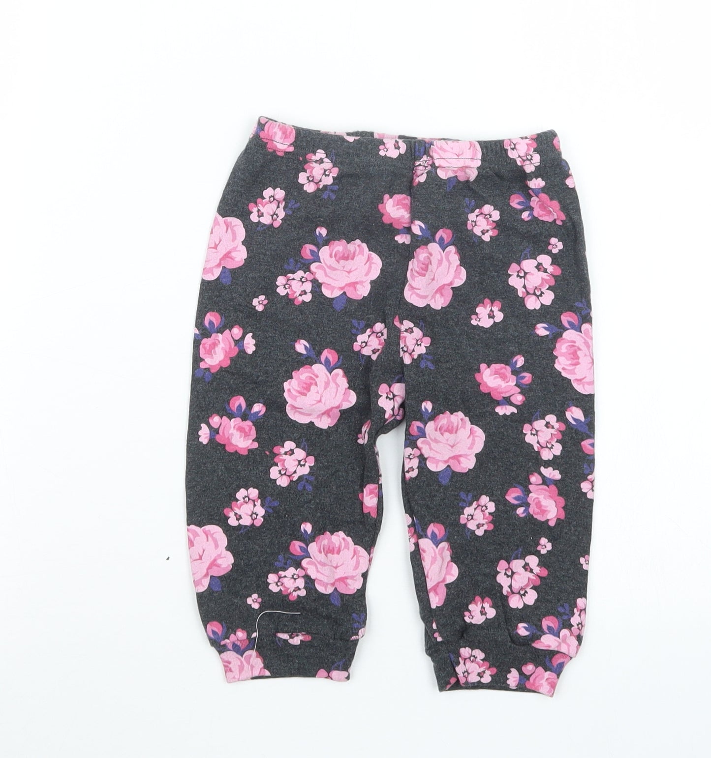 Pat Pat Girls Grey Floral  Capri Trousers Size 9-12 Months