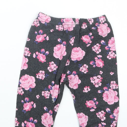 Pat Pat Girls Grey Floral  Capri Trousers Size 9-12 Months