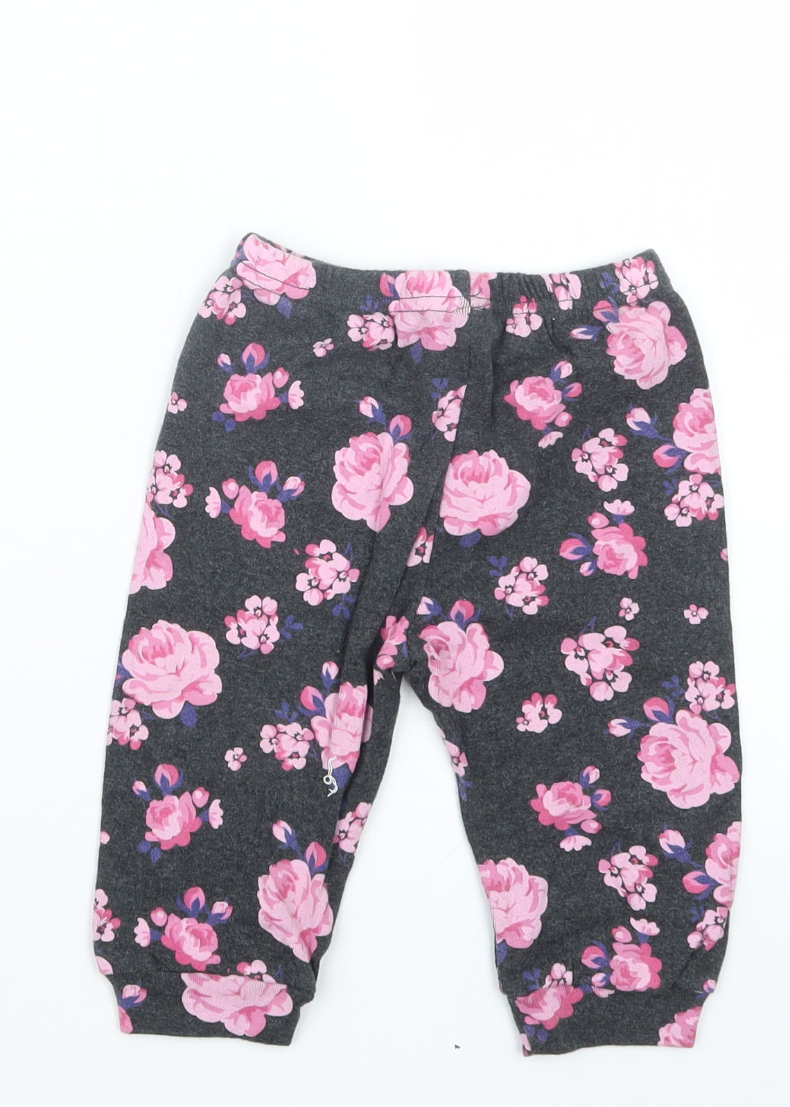Pat Pat Girls Grey Floral  Capri Trousers Size 9-12 Months