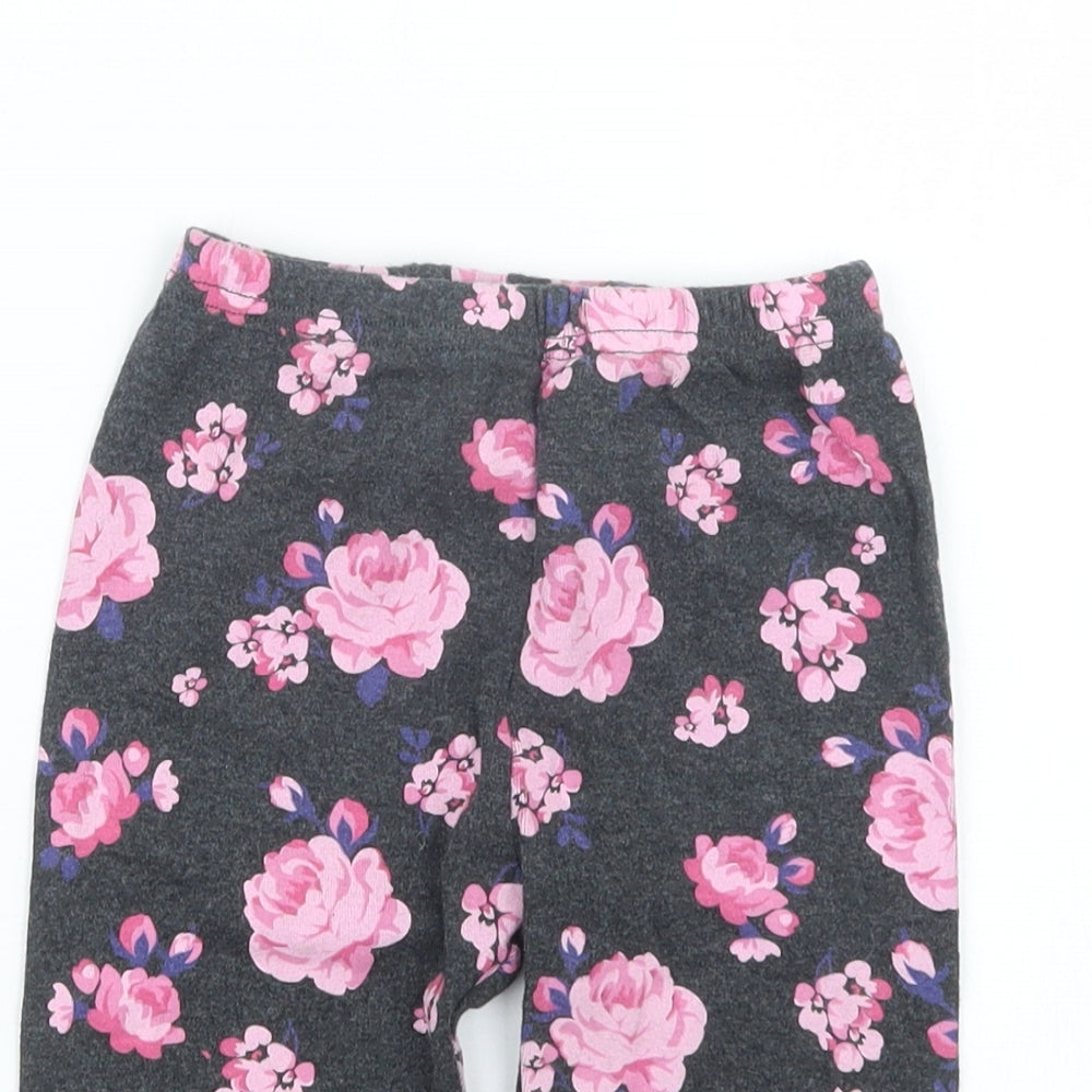 Pat Pat Girls Grey Floral  Capri Trousers Size 9-12 Months