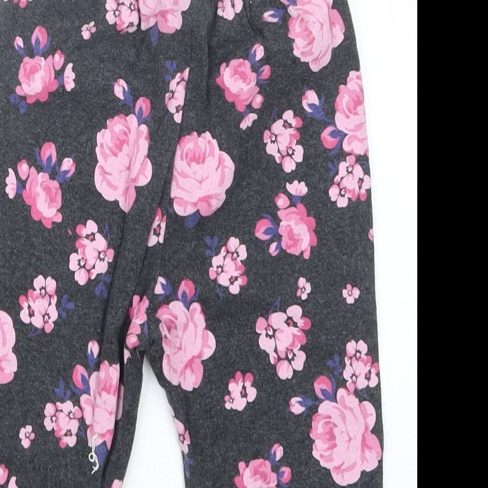Pat Pat Girls Grey Floral  Capri Trousers Size 9-12 Months