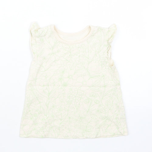 George Girls Beige Geometric  Basic T-Shirt Size 9-12 Months