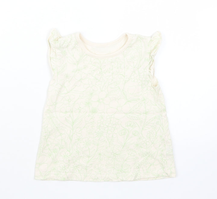 George Girls Beige Geometric Basic T-Shirt Size 9-12 Months