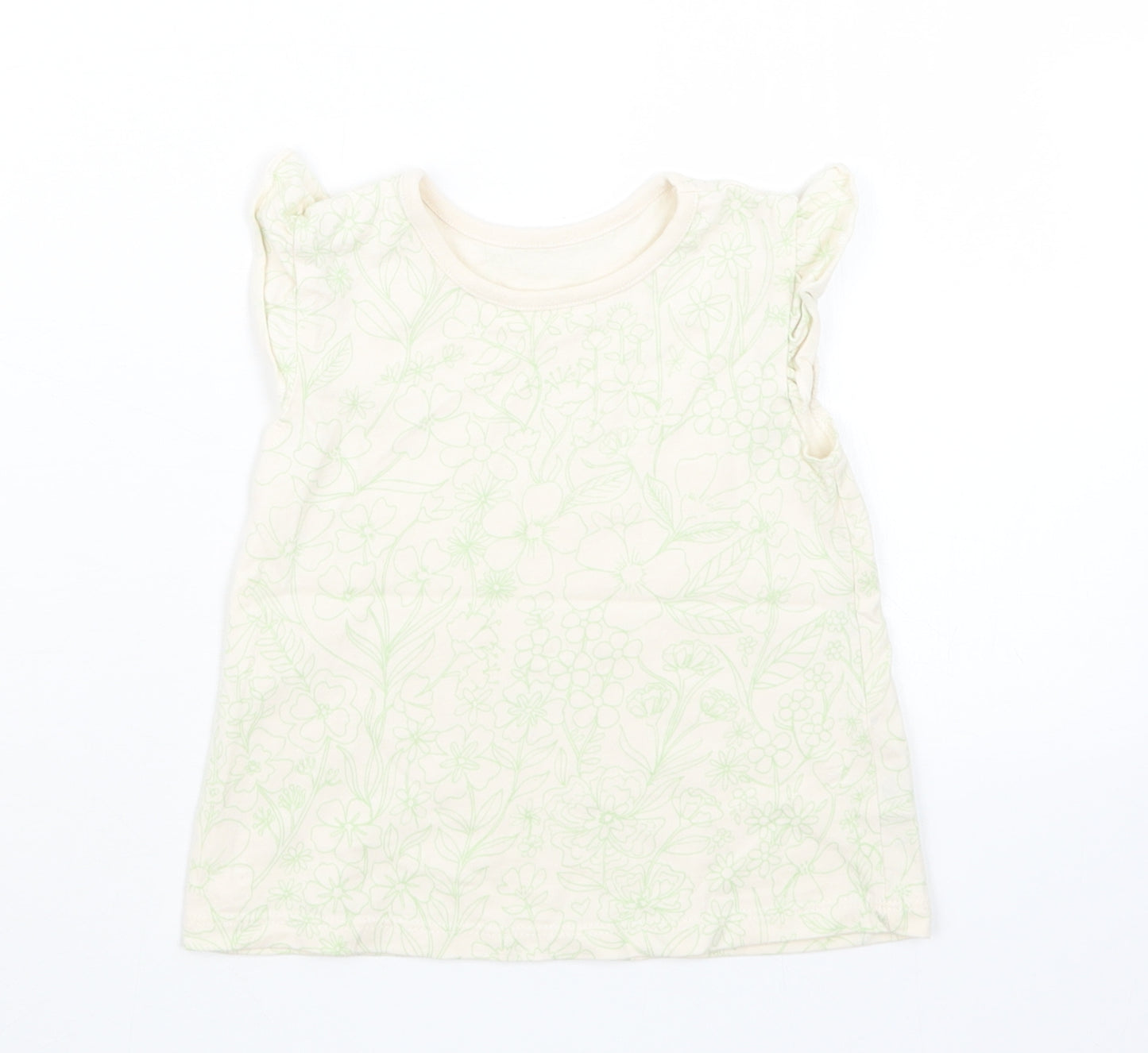 George Girls Beige Geometric  Basic T-Shirt Size 9-12 Months