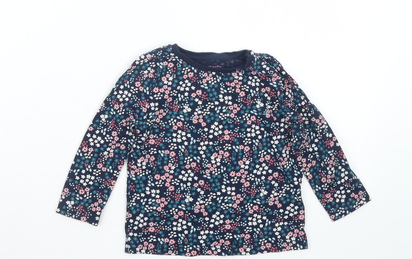 Primark Girls Blue Floral  Basic T-Shirt Size 12-18 Months