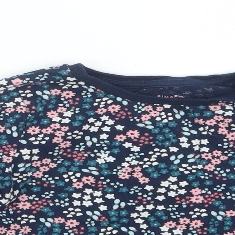 Primark Girls Blue Floral  Basic T-Shirt Size 12-18 Months