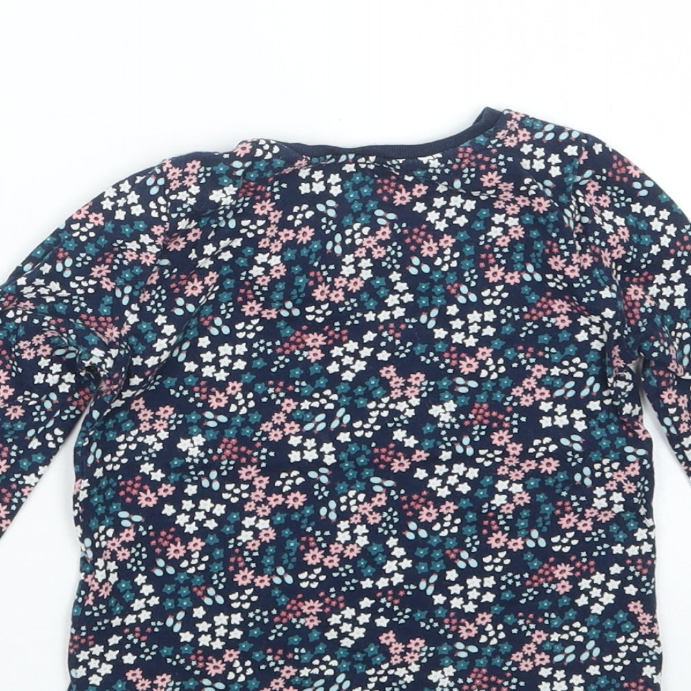 Primark Girls Blue Floral  Basic T-Shirt Size 12-18 Months