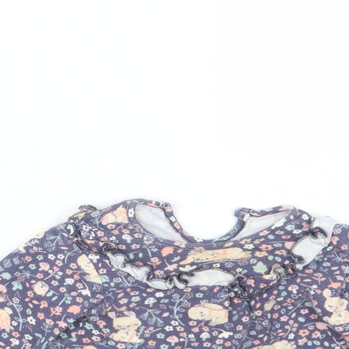 George Girls Blue Geometric  Basic Blouse Size 6-9 Months