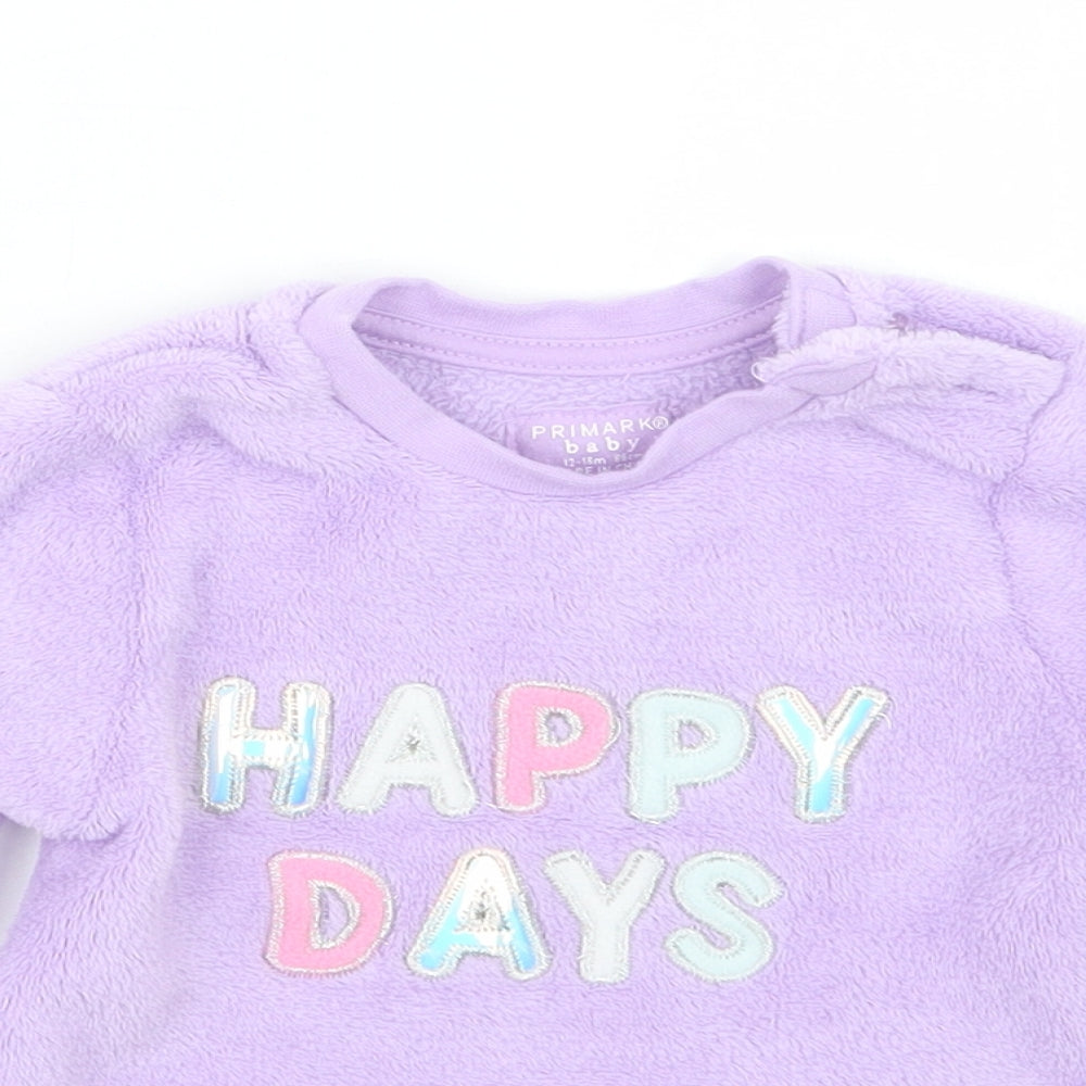 Primark Girls Purple Geometric  Babydoll Pyjama Top Size 12-18 Months