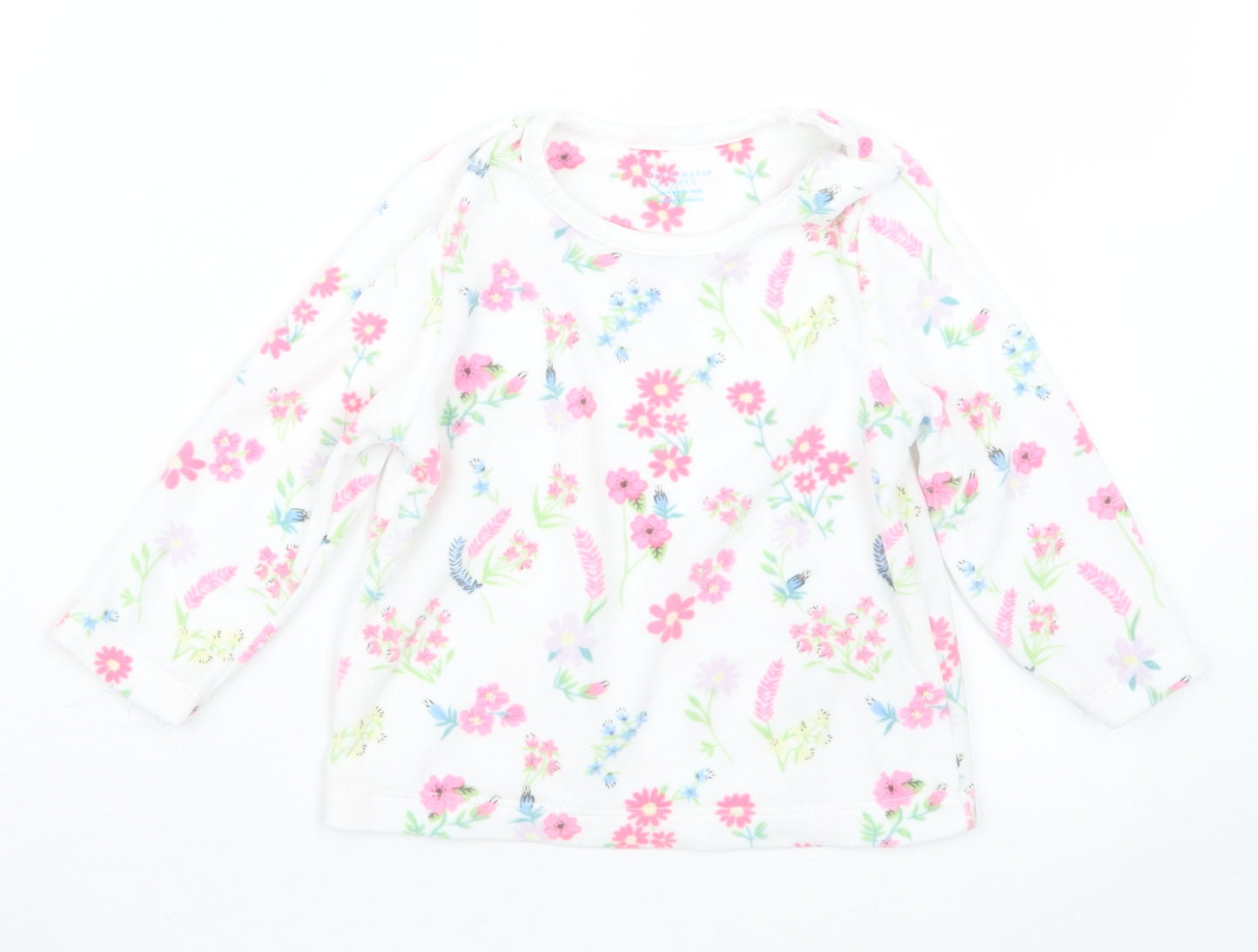 Primark Girls White Floral  Pullover Blouse Size 12-18 Months