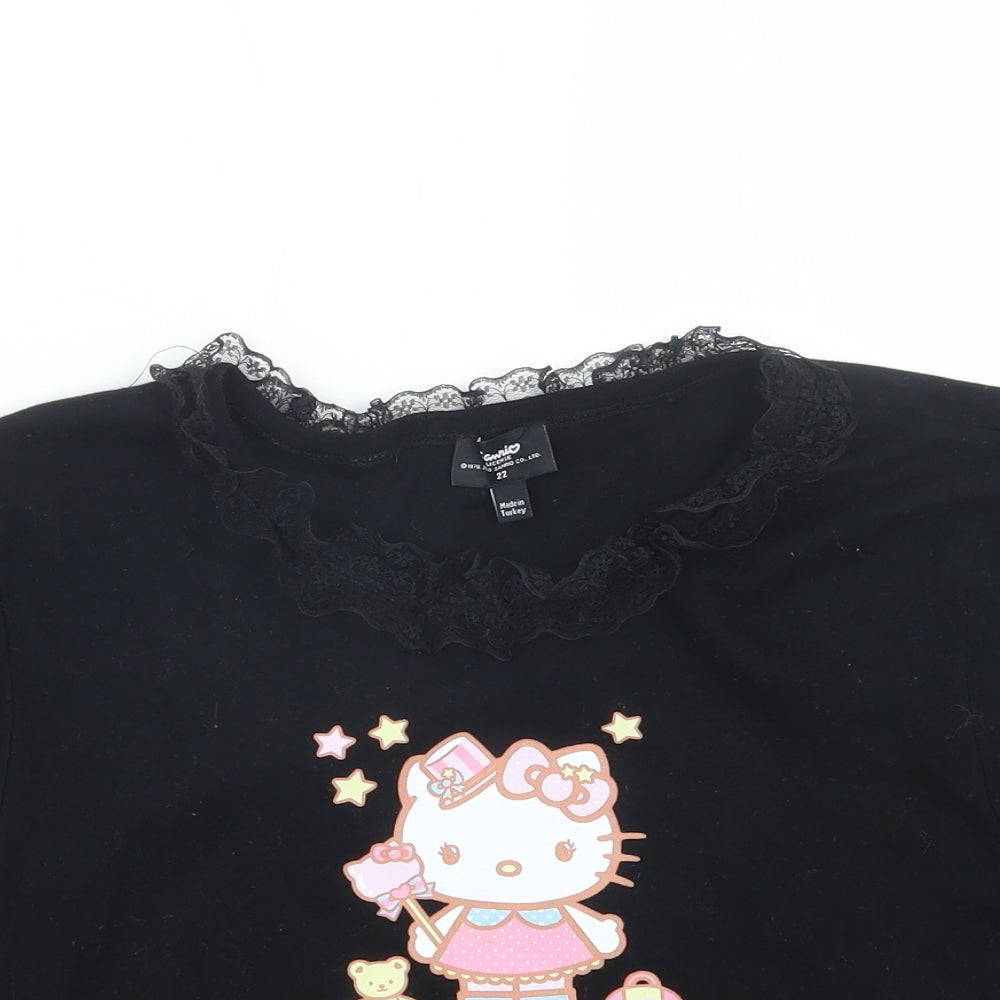 Scanri Womens Black Geometric  Top Pyjama Top Size 22  - Hello Kitty