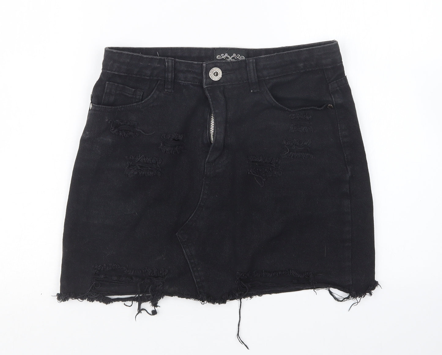 Denim Club Womens Black  Denim Straight & Pencil Skirt Size 8