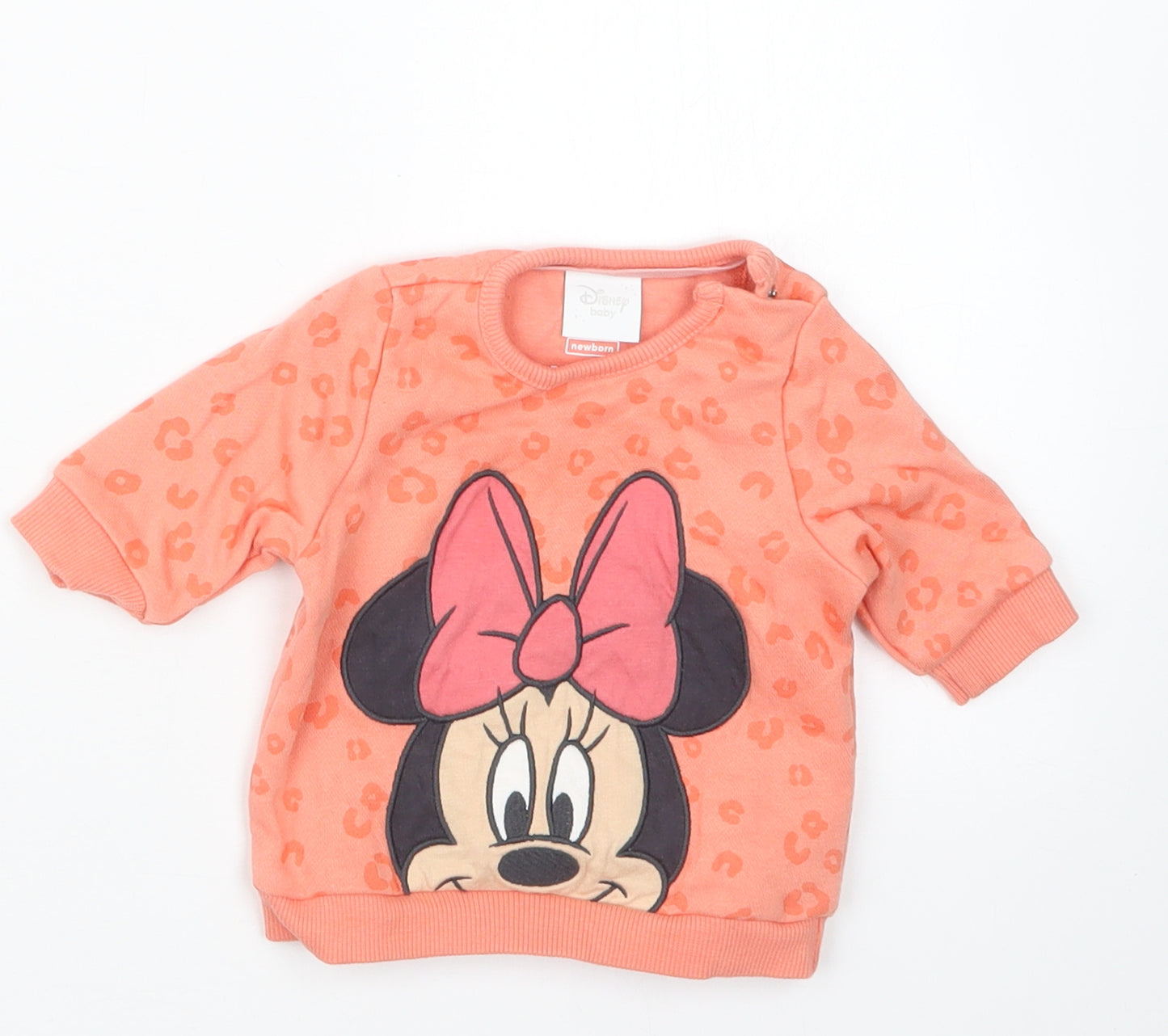Disney Baby Girls Orange Geometric  Pullover Jumper Size 0-3 Months  - Minnie Mouse