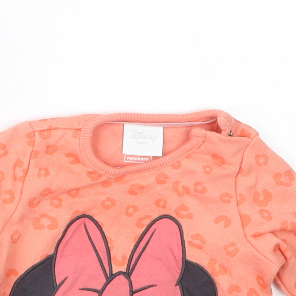 Disney Baby Girls Orange Geometric  Pullover Jumper Size 0-3 Months  - Minnie Mouse