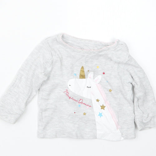 Primark Girls Grey   Basic T-Shirt Size 6-9 Months