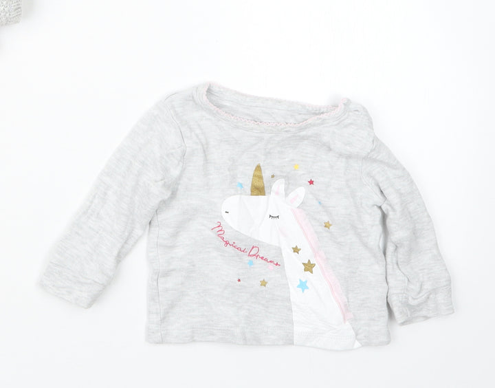 Primark Girls Grey Basic T-Shirt Size 6-9 Months