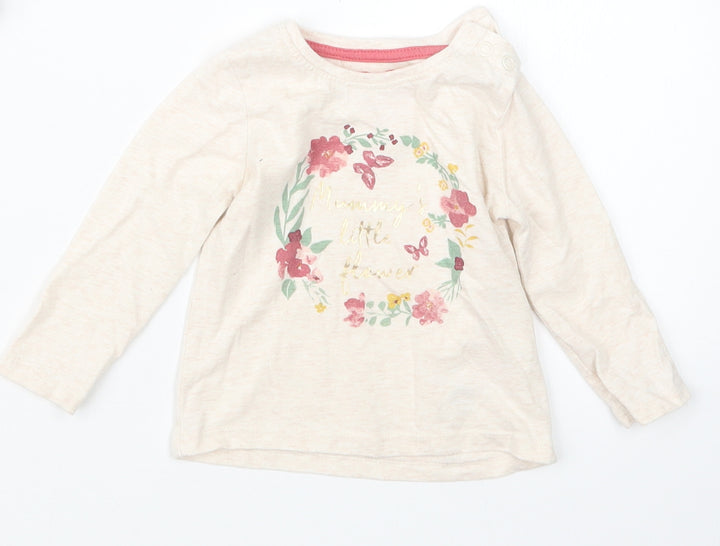 Primark Girls Beige Basic T-Shirt Size 6-9 Months