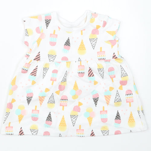 Nutmeg Girls White Geometric  T-Shirt Dress  Size 3-6 Months