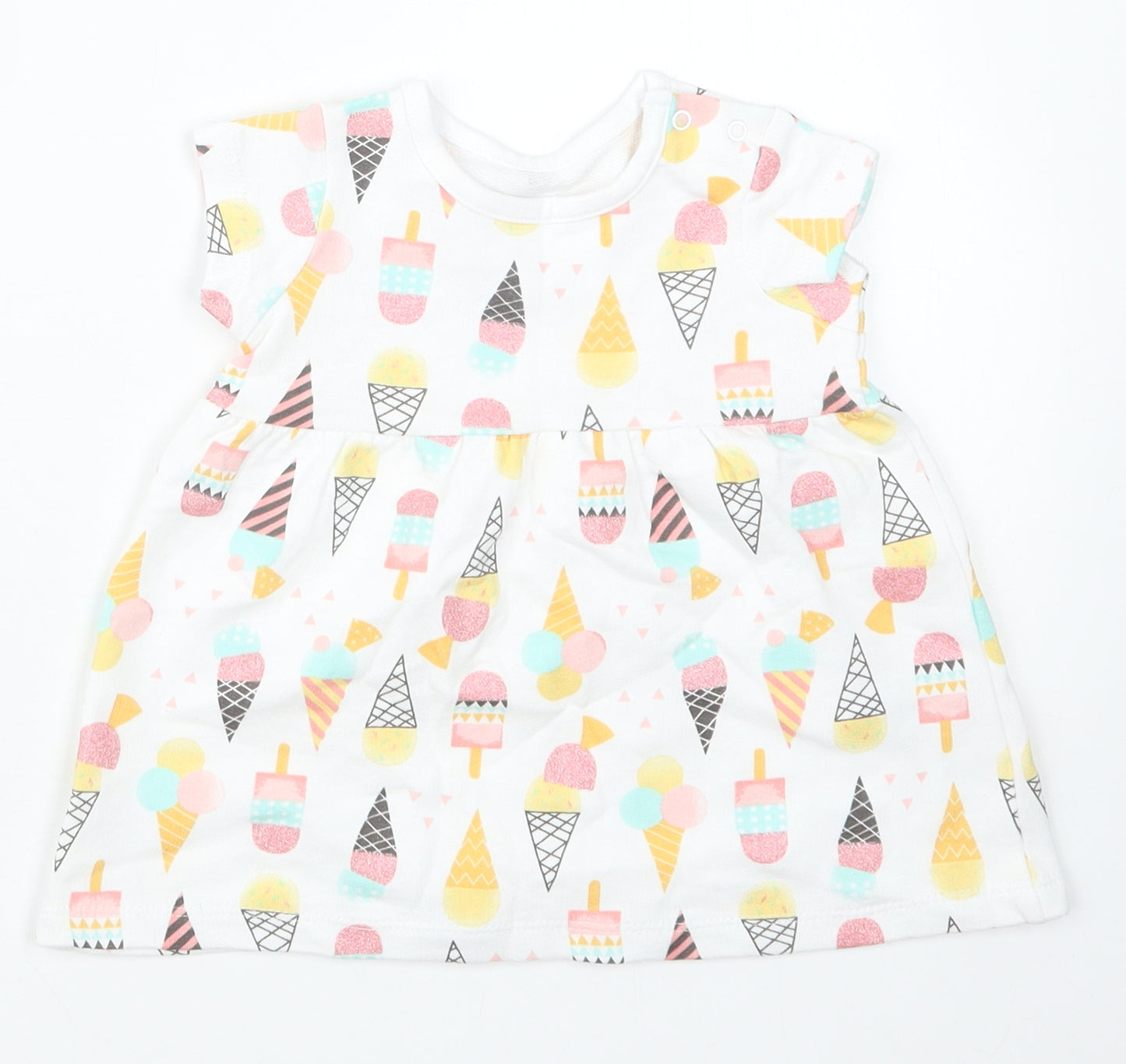 Nutmeg Girls White Geometric  T-Shirt Dress  Size 3-6 Months