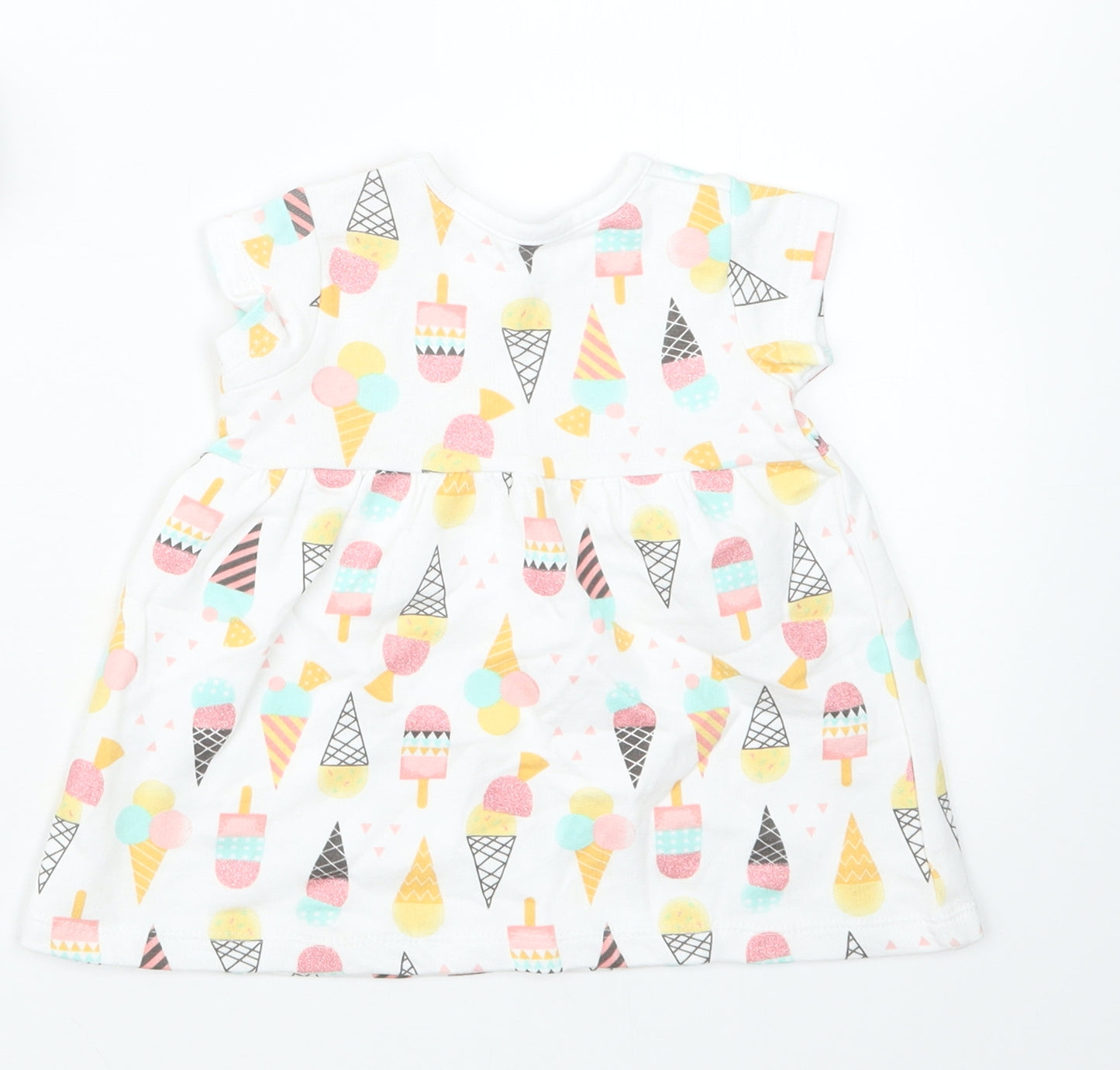 Nutmeg Girls White Geometric  T-Shirt Dress  Size 3-6 Months