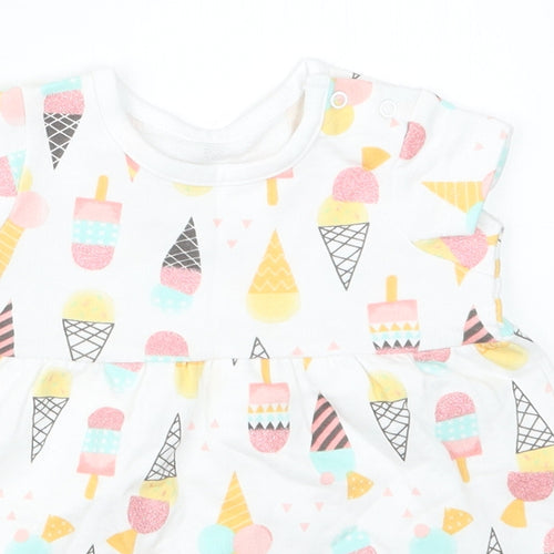 Nutmeg Girls White Geometric  T-Shirt Dress  Size 3-6 Months