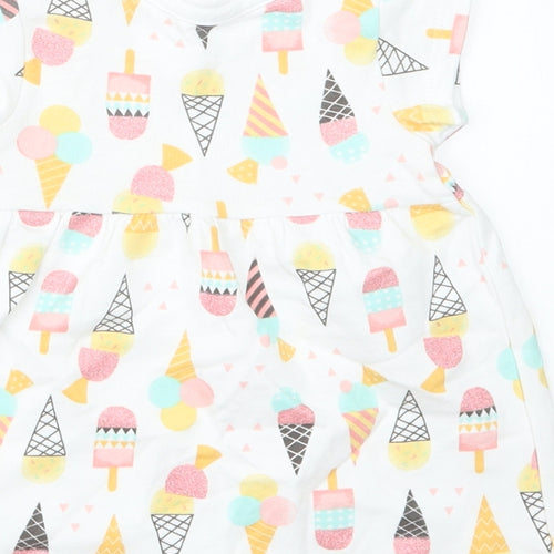 Nutmeg Girls White Geometric  T-Shirt Dress  Size 3-6 Months